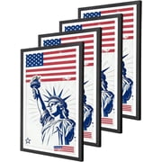 KCRasan 22.375x34 Poster Frames with Mat 4 Pack, Wood Black Picture Frame with Acrylic Glass, Wall Display for Vertical Home Decor Movie Posters, Modern Style
