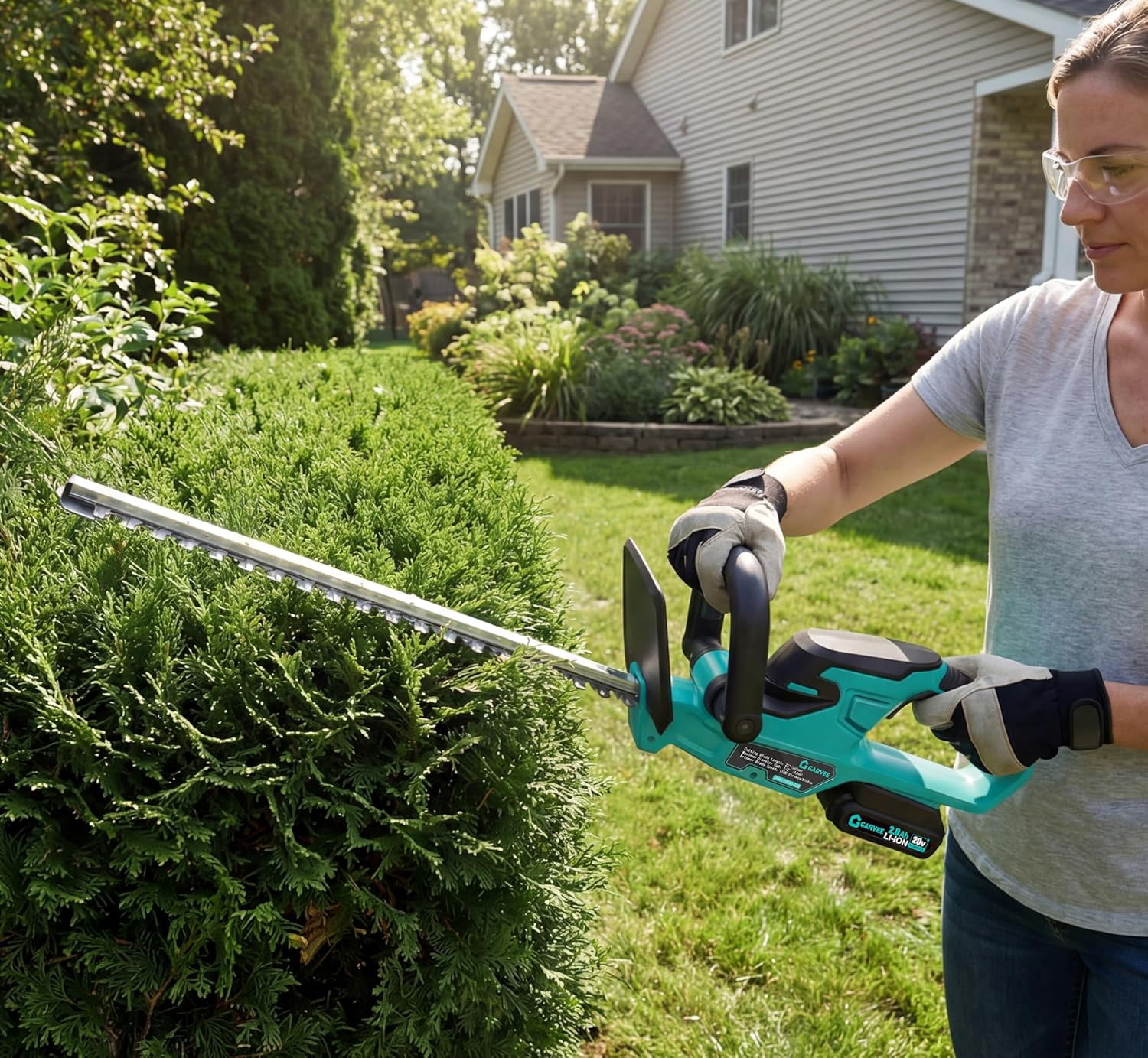 22.4'' Cordless Hedge Trimmer with Dual Batteries, 3000SPM Brushless Motor Electric Shrub Clipper for Home Garden