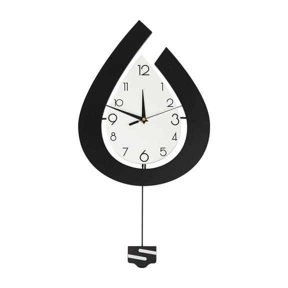 22.4 Inch Modern Large Wooden Pendulum Wall Clock, Silent Non Ticking Battery Powered Decorative Clock, Elegant Art Hanging Clock for Living Room Bedroom Home Wall Ornament