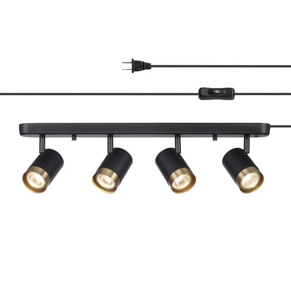 Globe Electric 22" Minimalist 4-Light Matte Black Plug-in Track Light