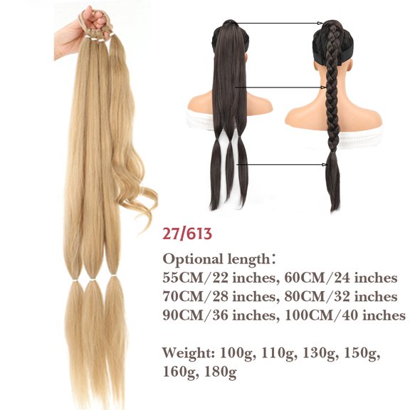 22-40 inch synthetic braided braided ponytail wig woman elastic rubber band fake ponytail hair extension wrapped around ponytail