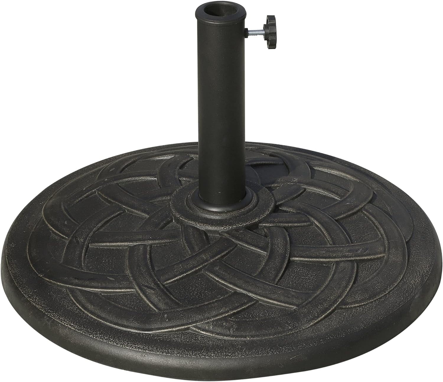 22" Bronze Round Resin Patio Umbrella Base Stand with Decorative Pattern