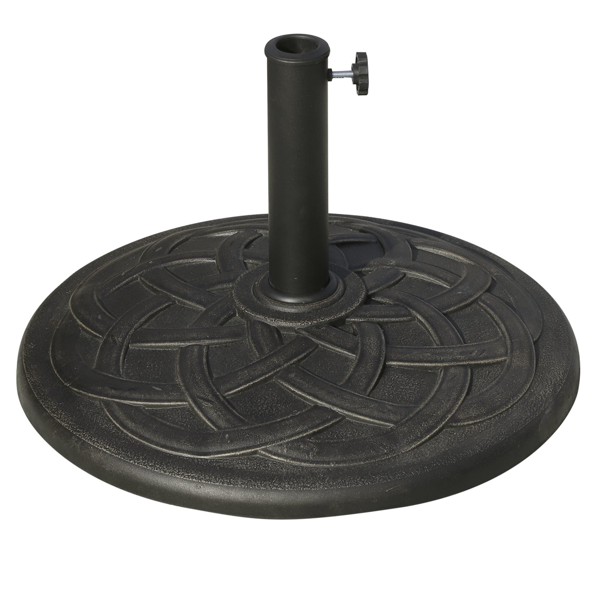 22" 42 lbs Round Resin Umbrella Base Stand Market Parasol Holder with Beautiful Decorative Pattern & Easy Setup, for 桅1.5", 桅1.89" Pole, for Lawn, Deck, Backyard, Garden, Bronze