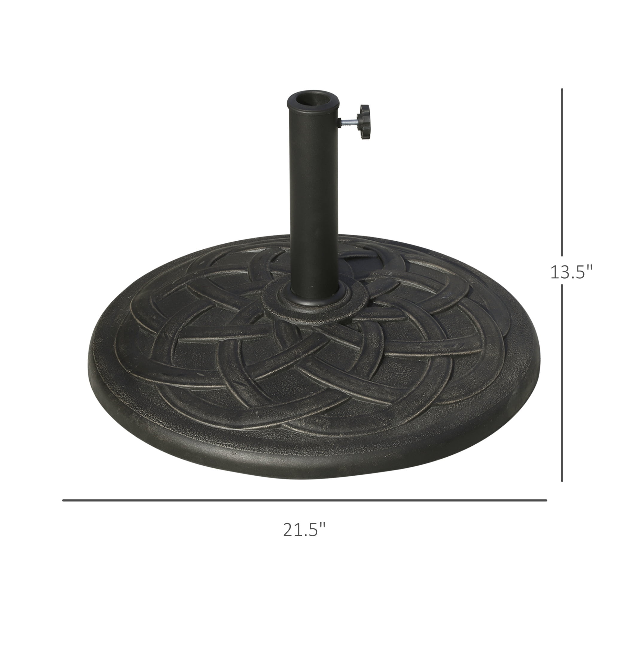 22" 42 lbs Round Resin Umbrella Base Stand Parasol Holder with Beautiful Decorative Pattern & Easy Setup, for Φ1.5", Φ1.89" Pole, for Lawn, Deck, Backyard, Garden, Bronze
