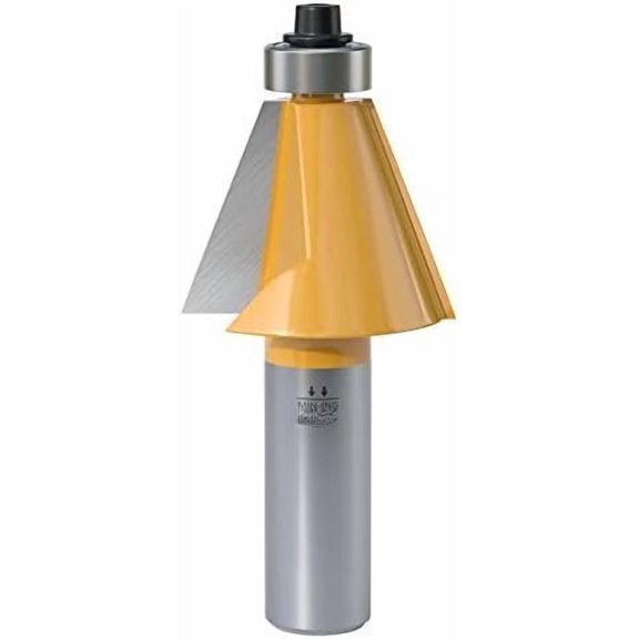 22.5 Chamfer Router Bit with 1 Inch Length,1/2 Inch Shank Carbide Forming Bevel Router Bit with Bearing, Chamfer Bit Miter Angle Milling Cutters Tool