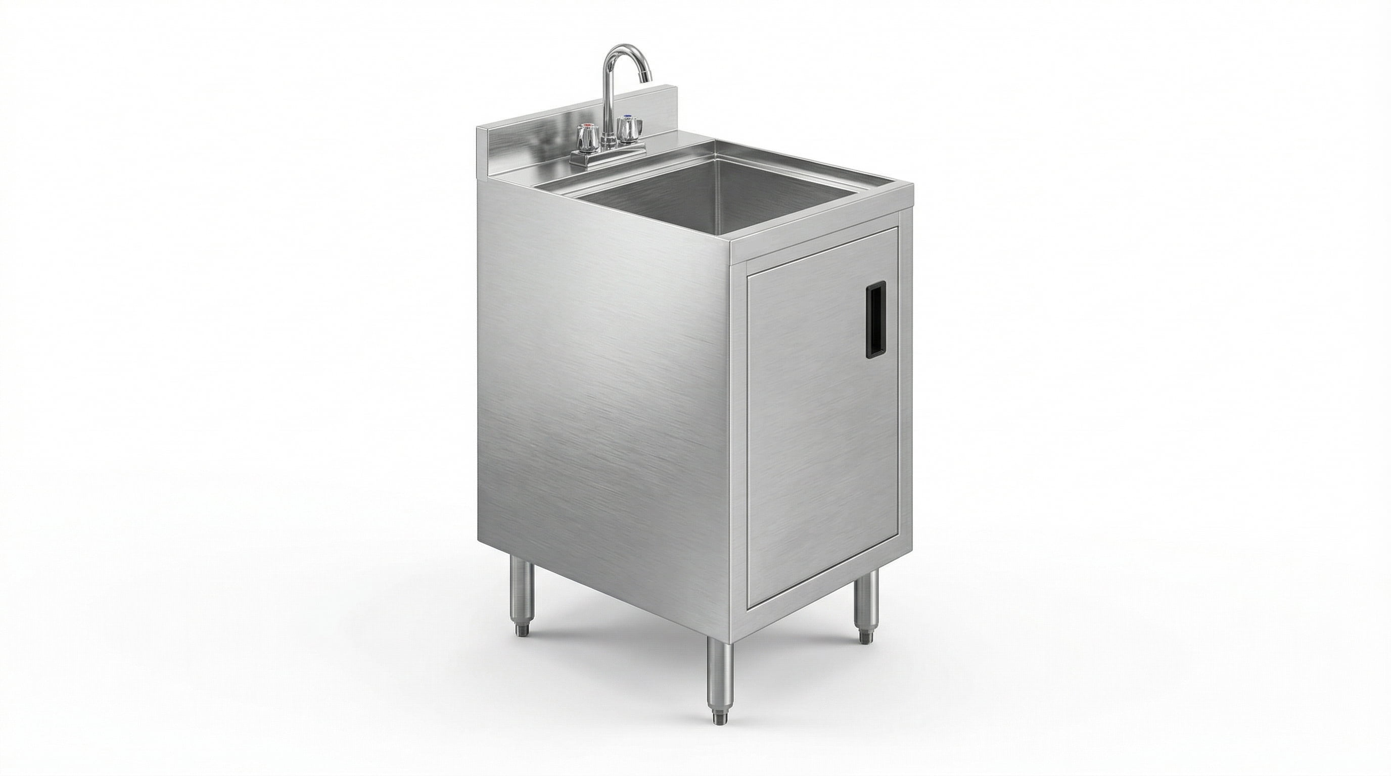 22.5 Inch Underbar Hand Sink with Cabinet, 22 1/2 in. x 18 in. x 30 in. Stainless Steel Bar Sink with Faucet, Compact Commercial Hand Wash Sink with Door, Single Bowl Prep Sink, NSF
