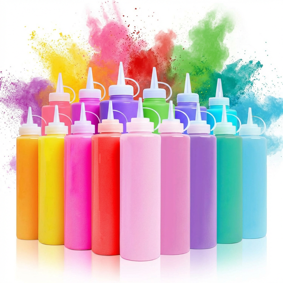 22.5 Lb Color Run Powder Kit, 15 Reusable Squeeze Bottles, 24 Oz per Bottle, Festival Color War Party Favors Supplies