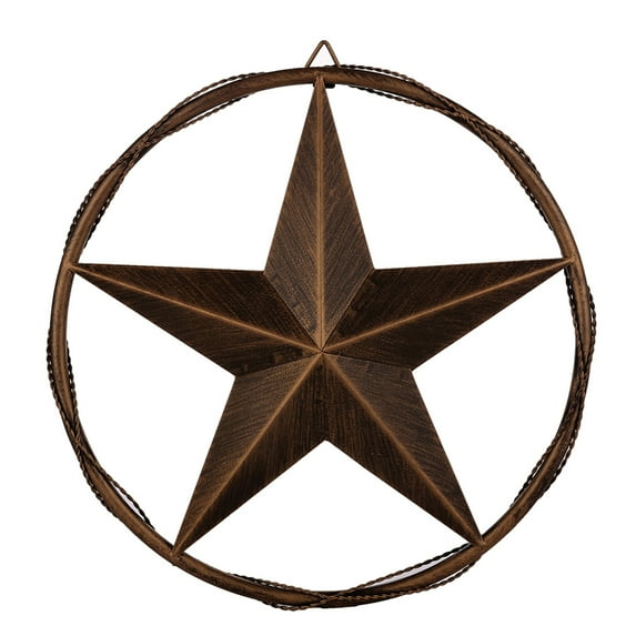 22.5" Metal Barn Star Circle Rustic Style Decorative Vintage Texas Lone Star Western Home Wall Decor Black