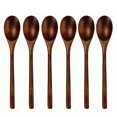 22.5 cm Wooden Spoons 6 Pcs Korean Long Handle Wooden Spoon for Eating ...