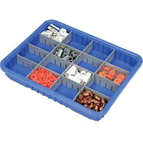 22.5 x 17.5 x 3 in. Plastic Dividable Grid Container, Blue - Pack of 6