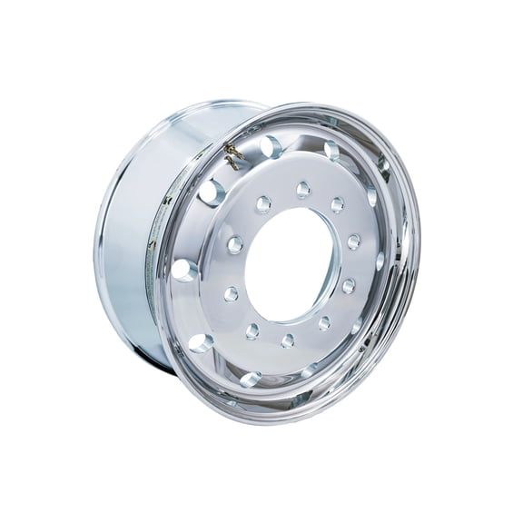 22.5" x 9" Forged Aluminum Truck Wheel, 11,000 LB Max Load, 10-Lug Semi Rim (Hub Pilot, Mirror Polish Front)