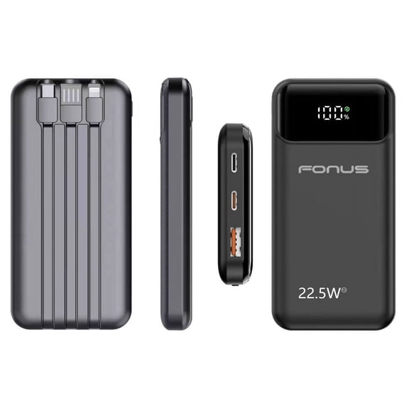 22.5W PD Fast Charge 10000mAh Power Bank for Google Pixel 8/Pro - Backup Battery Portable Charger Built-in Cable LED Display 1-Port USB