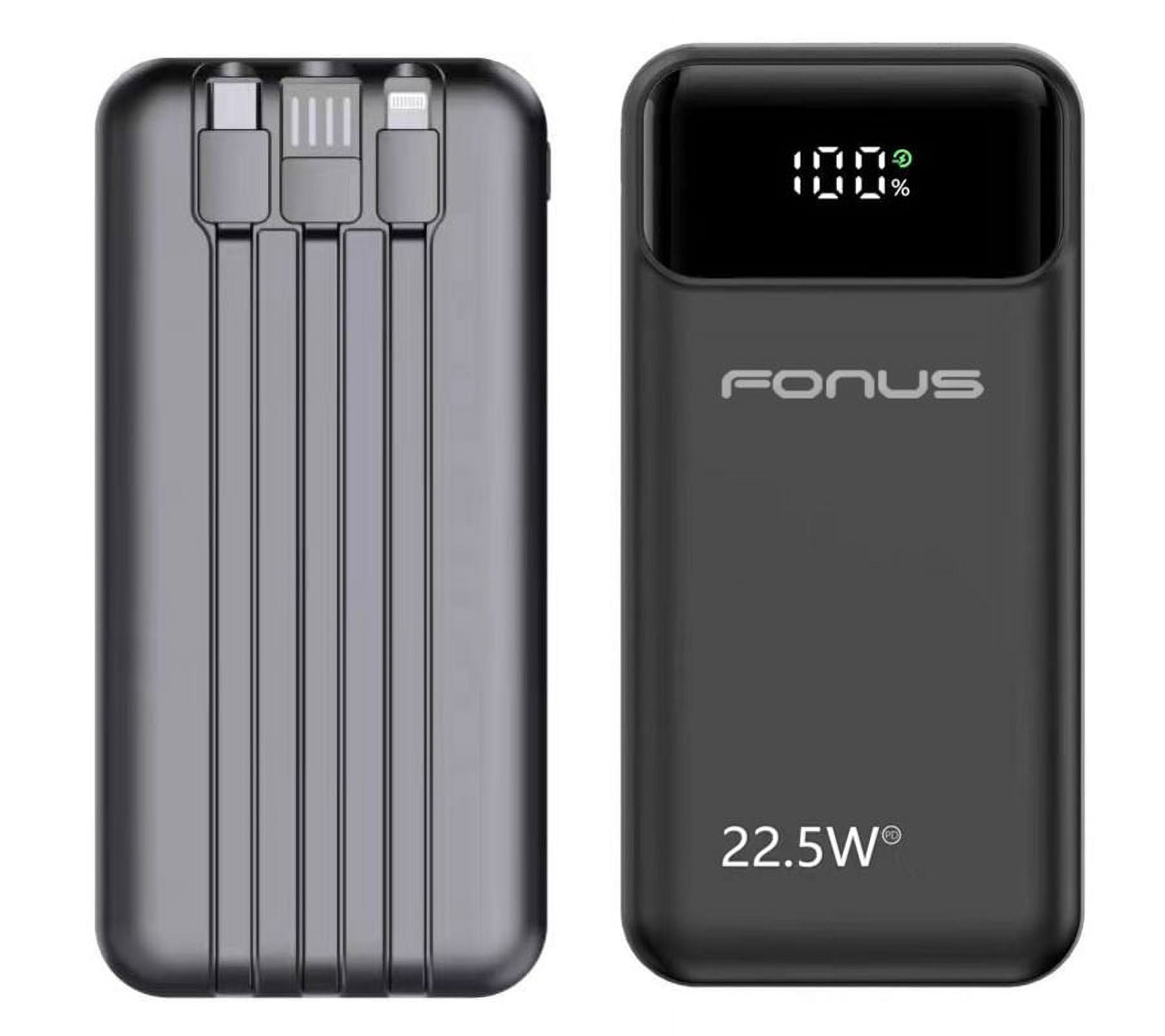 22.5W PD Fast Charge 10000mAh Power Bank for Samsung Galaxy A55/A35/A25 5G - Backup Battery Portable Charger Built-in Cable LED Display 1-Port USB