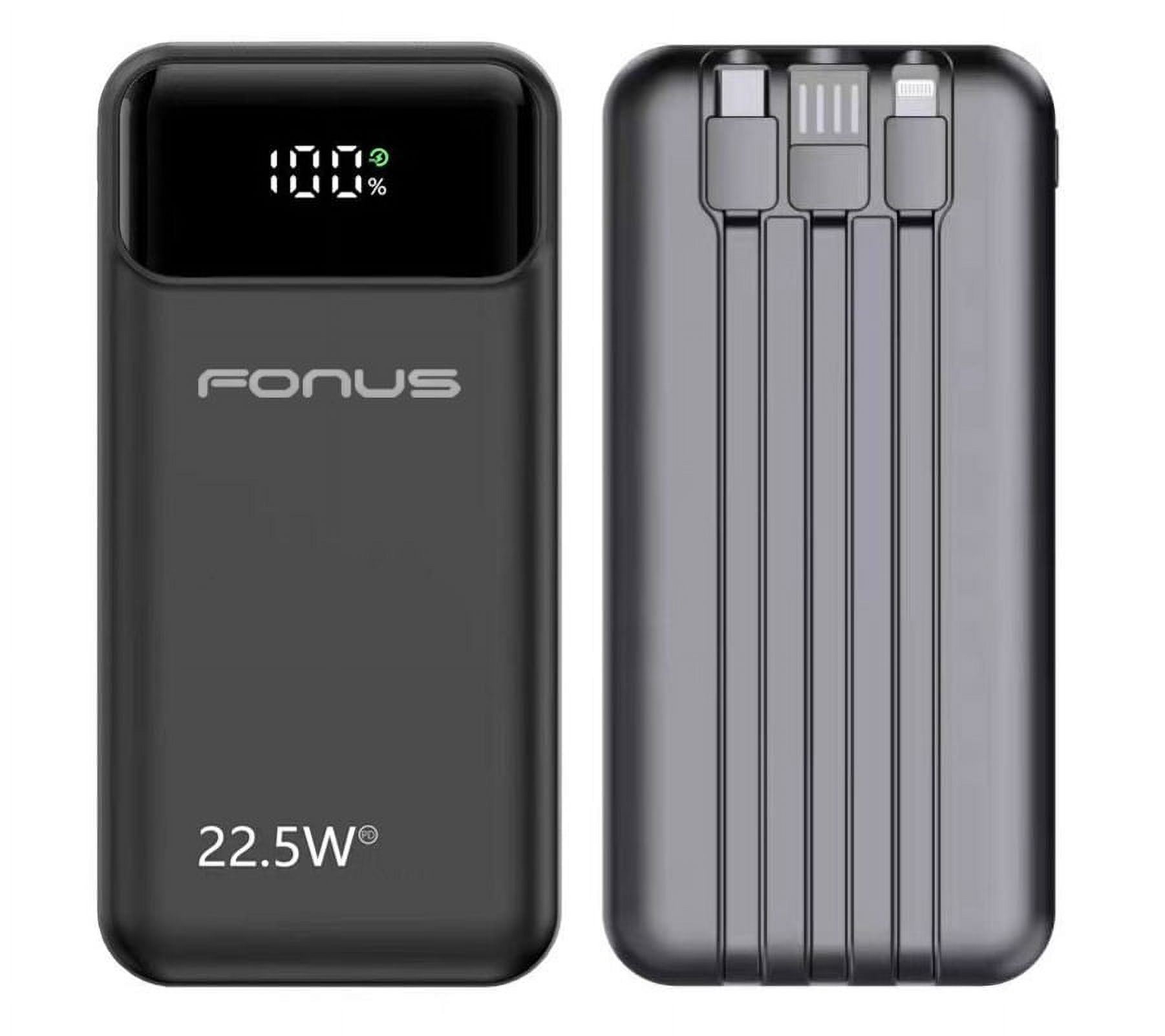 22.5W PD Fast Charge 10000mAh Power Bank for Samsung Galaxy S23 Ultra/Plus - Backup Battery Portable Charger Built-in Cable LED Display 1-Port USB