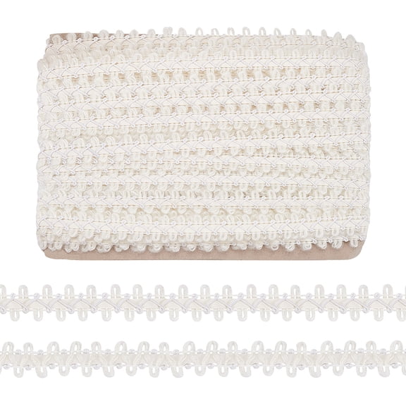 22.5Yards White Gimp Braid Trim 1 inch Wave Style Polyester Woven Gimp Trim Embellishment Sewing Basic Trim Decorative Cord Edge for making