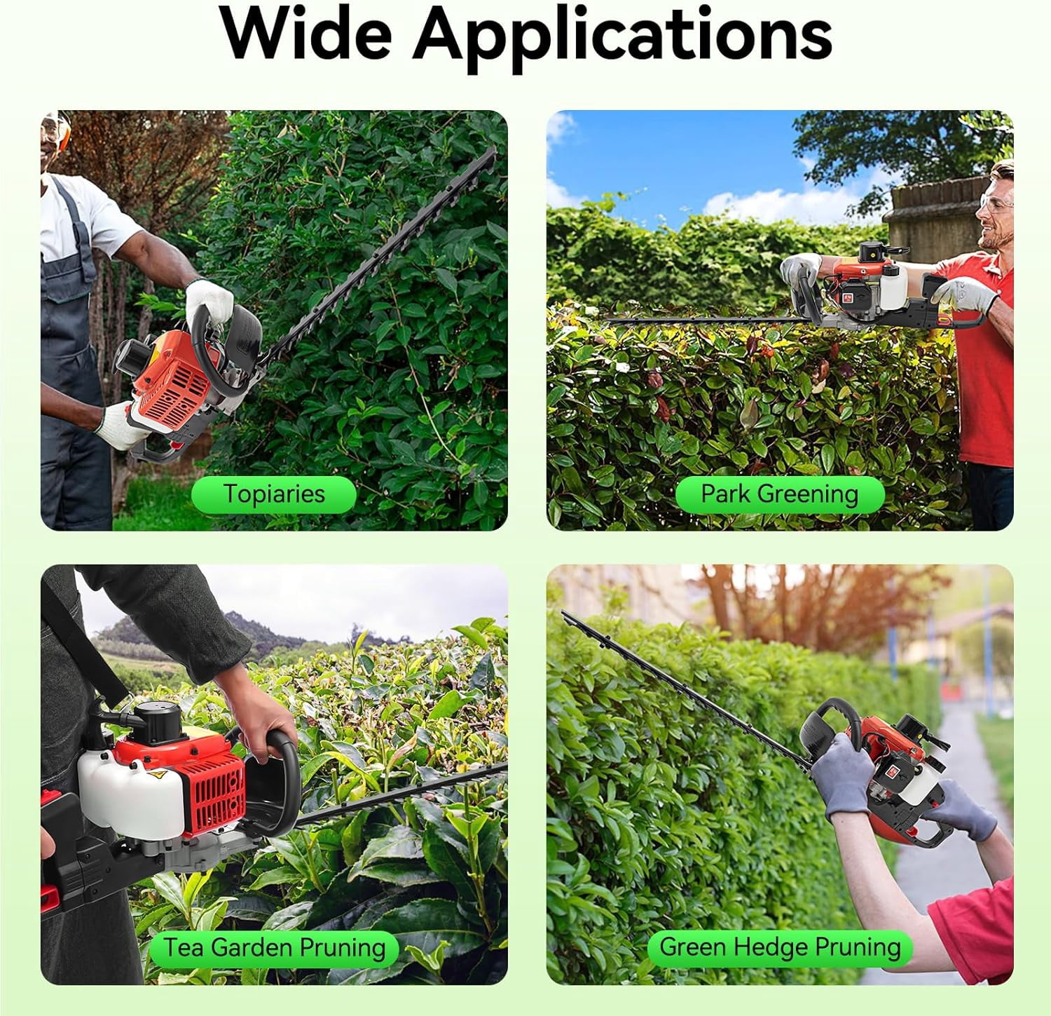 22.5cc 2-Stroke Gas Powered Dual Sided Hedge Trimmer with Rotating Handle, Garden Tool to Trim Shrubs, Bushes, and More, Lightweight for Gardener Professional Landscaper Home User