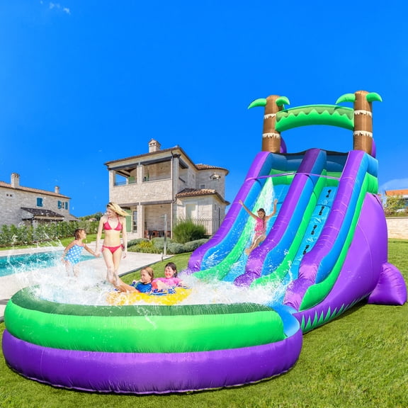 22.5ft Inflatable Rainforest Water Slide with Large Splash Pool & Blower Included  Oxford Backyard Water Park for Kids & Adults