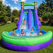 Connsann Inflatable Rainforest Water Slide 22.5ft Large Splash Pool Blower Included Backyard Water Park for Kids 1 Pack