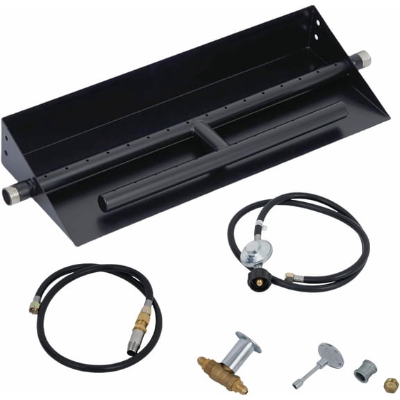 22.5inx6in Rectangular Drop-In Fire Pit Burner Kit 60000 BTU Dual Fuel Propane and Natural Gas Fire Pit Insert Black Steel Spark Ignition for Indoor Outdoor Use
