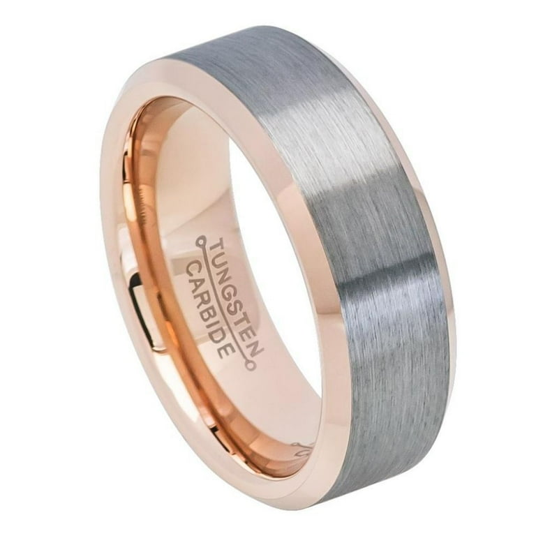 Brushed Rose Gold Tungsten Wedding Band Ring, Size