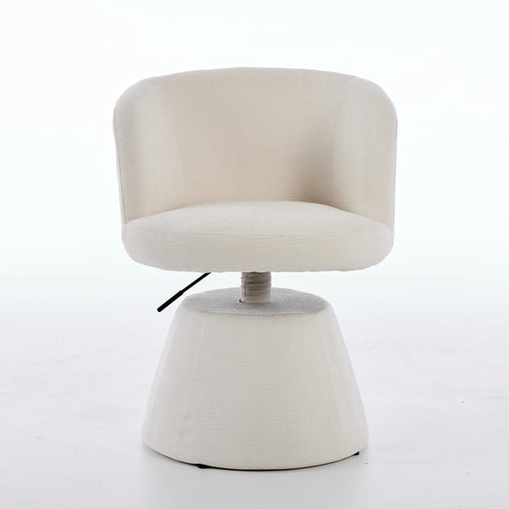 22.623.636.4 Inch Beige Chenille Adjustable Height 360 Swivel Bar Stool Single Bucket Back Counter Chair American Style Foam Padded Vanity Dining Chair Customizable Available