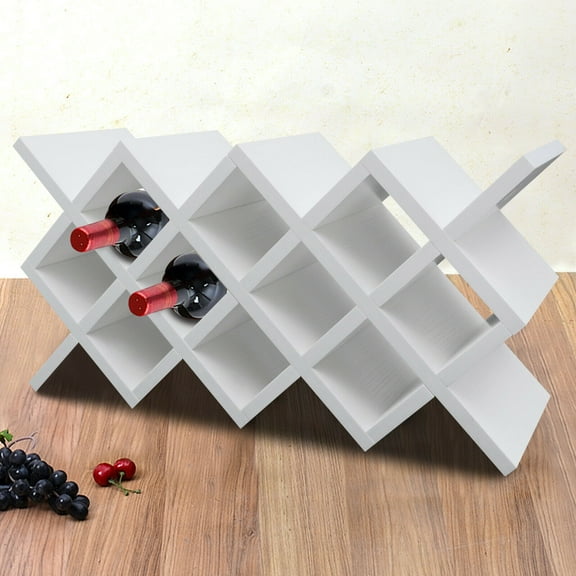 22.6" Wine Lattice Rack Insert Display Kitchen Bottle Storage Holder Shelf White Lattice Wine Rack Free-Standing/Wall-Mounted Kitchen Bottle Storage Holder Shelf Wood Particleboard Wine Rack