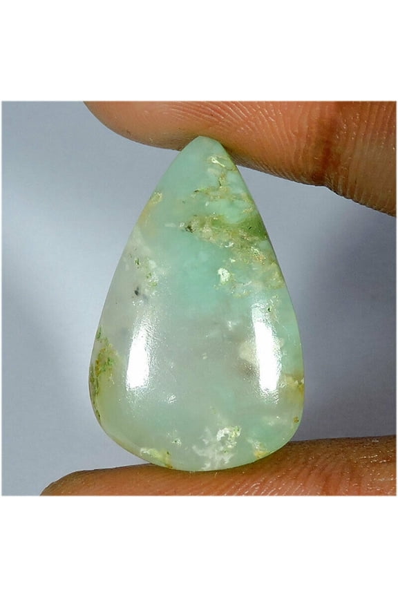 22.65Cts Natural Soft Green Chrysoprase Pear Pendant Cabochon Loose Gemstone