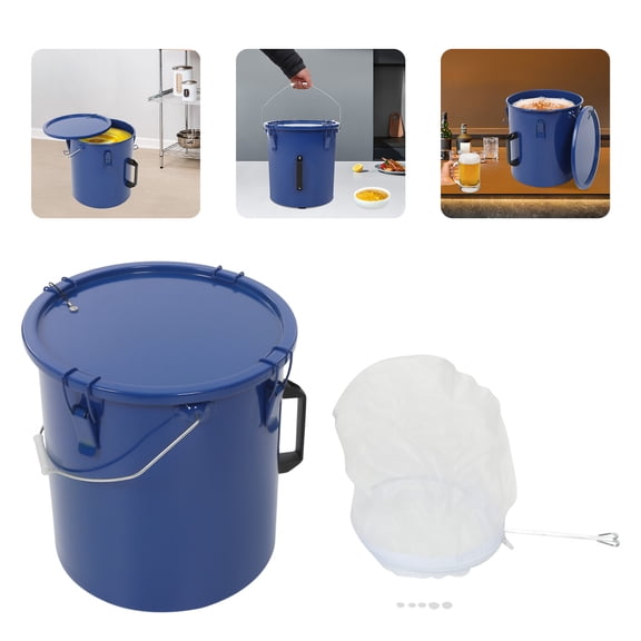 22.71 L/ 6 Gal Capacity Oil Filtering Container Blue Color Fryer Grease Bucket Round Shape Fryer Grease Bucket with Filter Bag For Hot Cooking