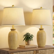 22.75" Ceramic Table Lamps Set of 2, Nightstand Lamps,Bedside Lamp