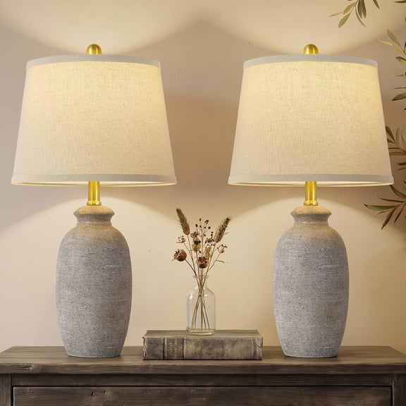 22.75" Ceramic Table Lamps Set of 2, Nightstand Lamps