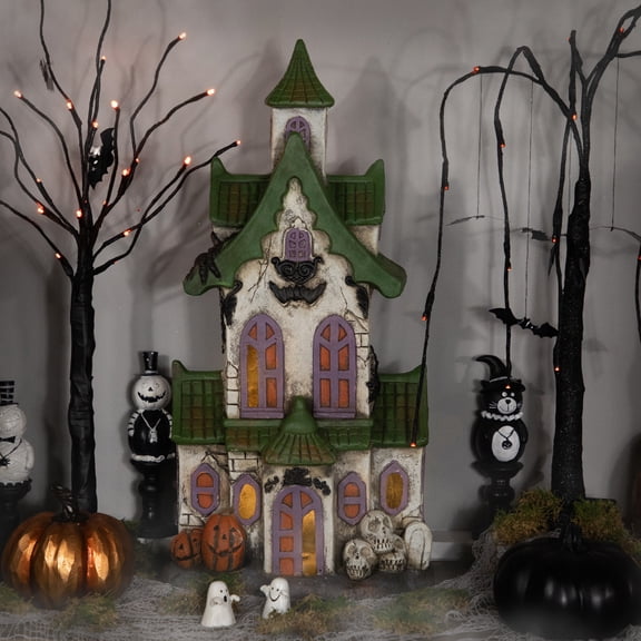 Northlight LED Lighted Haunted House with Skulls Halloween Decoration - 22.75"