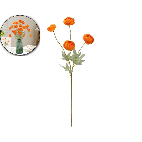 22.8" Artificial Flowers Ranunculus Flowers Silk Fake Ranunculus Flowers Faux Buttercup Flower with Long Stem Arrangement for DIY Party Centerpiece Bouquet Table Home Decoration