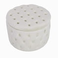 thumbnail image 1 of 22.8 '' Dia Velvet Round Storage Ottoman Button Tufted Footrest Stool Bench Coffee Table for Living Room White, 1 of 9