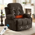 thumbnail image 1 of Swivel Rocker Recliner for Adults, LEGAHOME 24.4in Glider Rocking Chair for Nursery, Manual Rocking Chair with Massage and Heat for Adults, Living Room Massage Recliner Sofa with Cup Holder, Brown, 1 of 8
