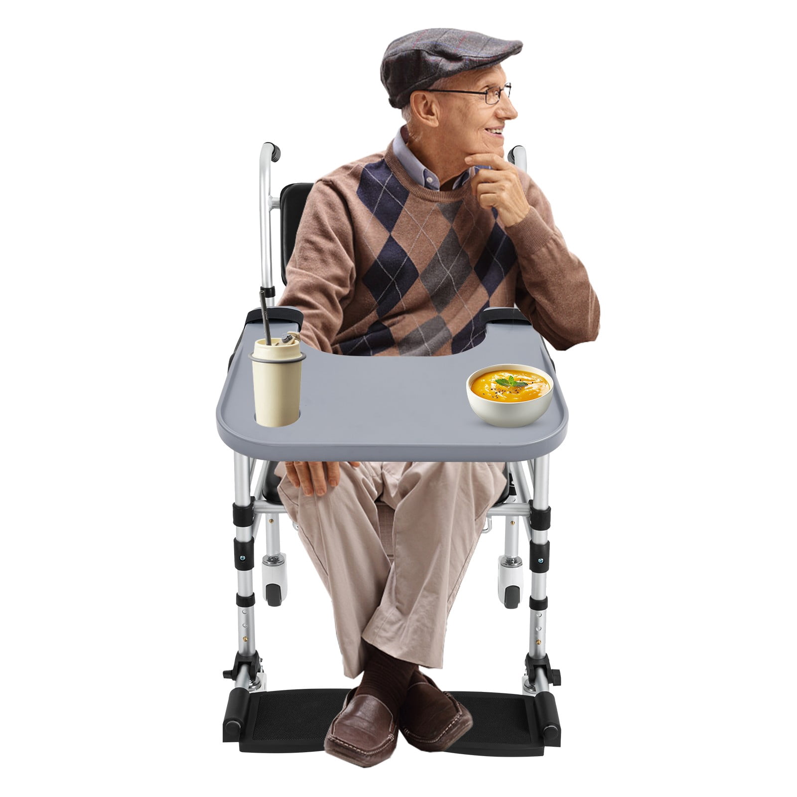 22.83*20.87in Wheelchair Table Board Wheelchair Table Tray w/ Cup Holder for Elderly Disabled