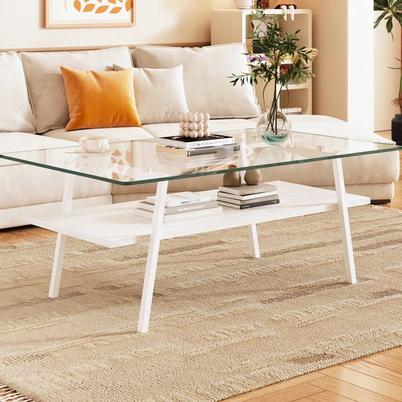 22.84" Wide Table - Tempered Glass Feature - Living Room Relaxation - Clean and Tidy