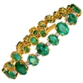 thumbnail image 1 of 22.86ct bright green natural emerald diamonds tennis bracelet 14kt, 1 of 7