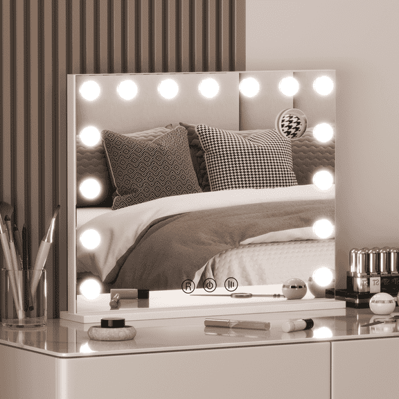 22.8inch Hollywood Vanity Mirror with Lights for Bathroom/Bedroom (White)