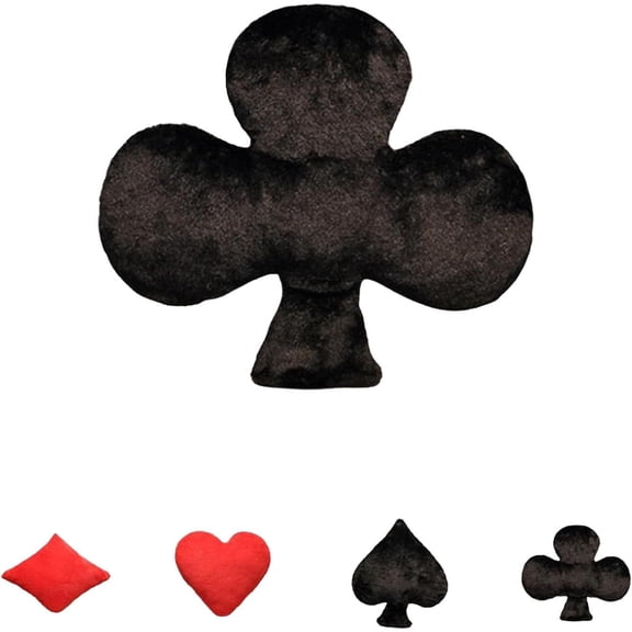 22.8x17.7in Soft Casino Themed Throw Pillow, Funny Poker Plush Pillow, Realistic Playing Card Heart-Shaped Pillow, for Sofa Couch Chair Bedroom Home Decor