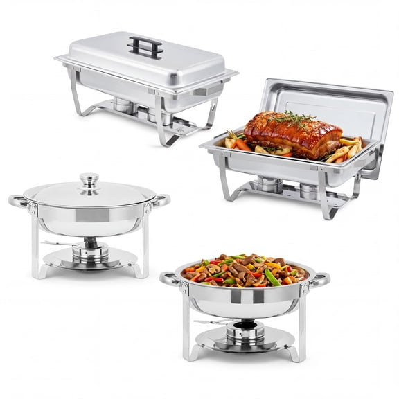 22.95in/16.14in Chafing Dish Buffet Set Stainless Steel Set 4 Pack with 2 Rectangular 2+2pcs
