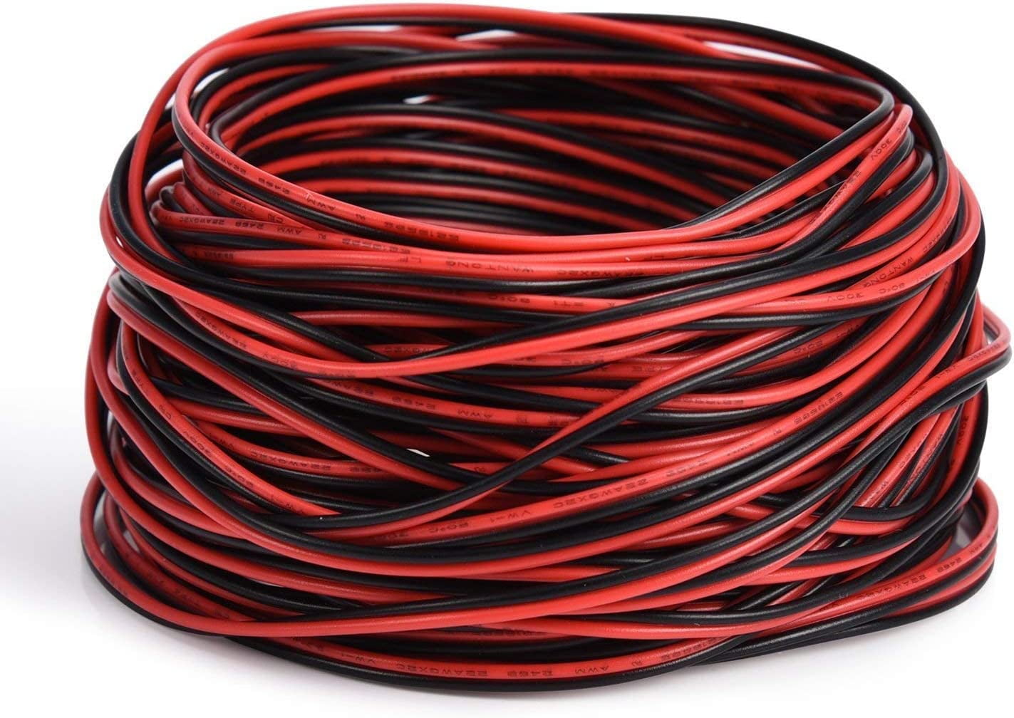22 AWG 0.35mm 20m 12V/24V Electrical Wire 2 Core Cable, 22 Gauge 65.6ft Stranded Extension Electric Cable Wire 2 Pin for LED Strip Light 3528 5050