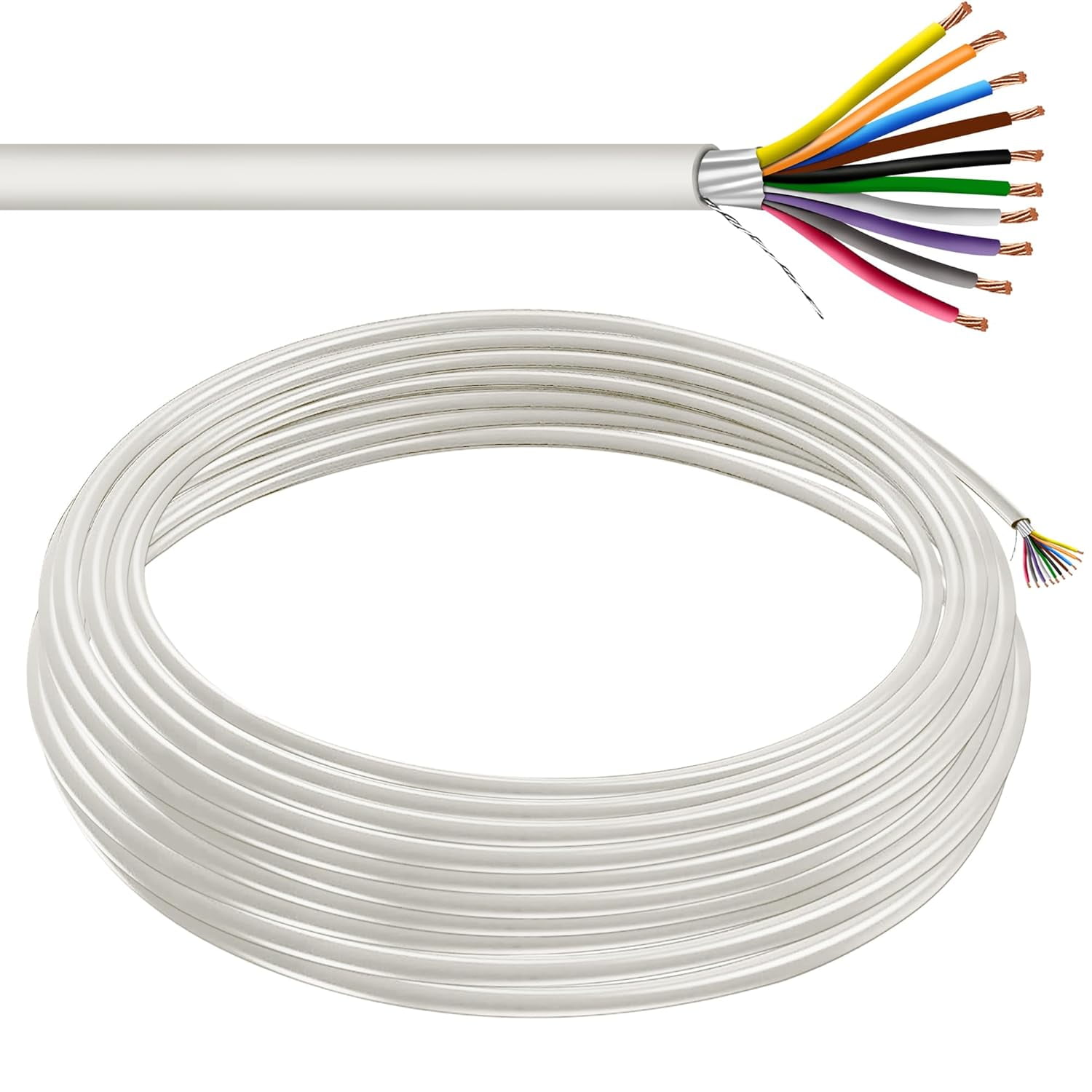 22 AWG 10 Conductor Stranded Shielded Plenum Cable CL3P White Jacket ...