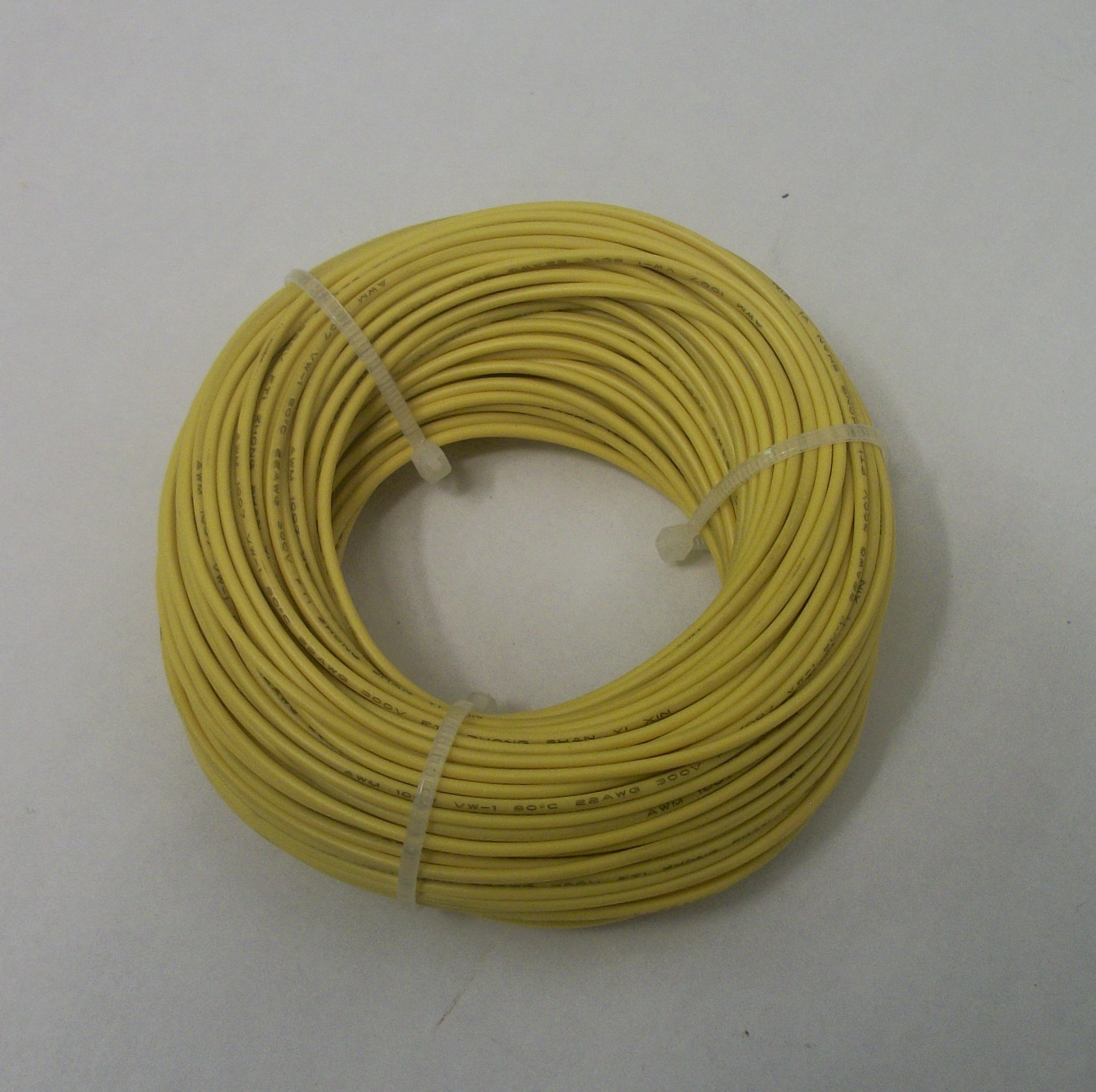 22 AWG tinned copper stranded hook up wire, 100 feet per Yellow UL1007 ...