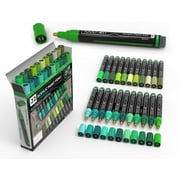 22 Acrylic Paint Pens GREENS Pro Color Series Set 3mm Medium