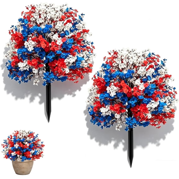 22'' Artificial Flowers for Outdoors with Ground Stake, UV Resistant Faux Garden Plants, Fake Flowers for Porch, Patio, Yard Decor