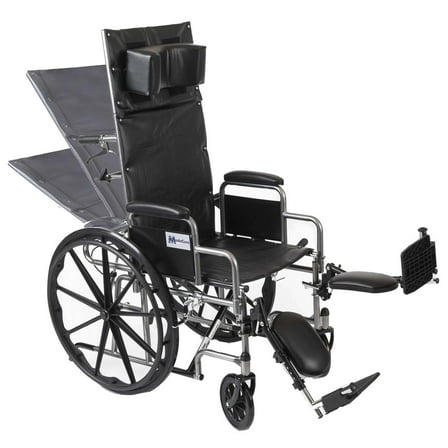Medacure 22” Bariatric Reclining Wheelchair, High Back, Adjustable Height -450 lb Capacity