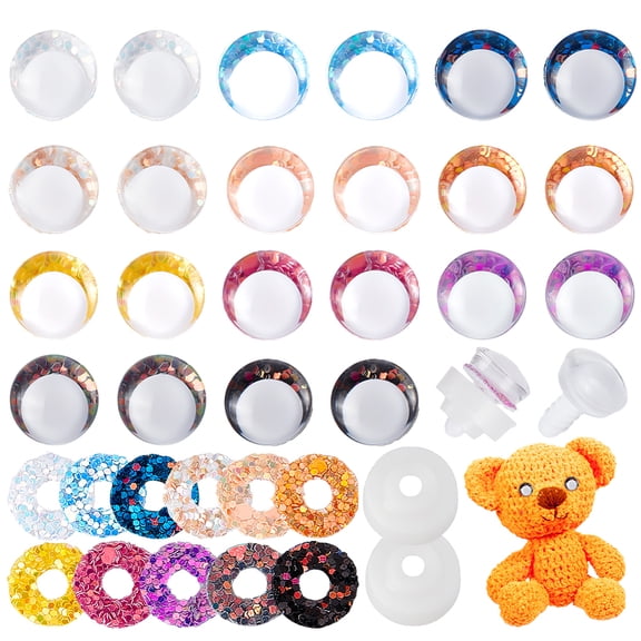 22 Bgas 11 Colors Resin Craft Eyes for Toy DIY Accessories Half Round Mixed Color 14mm 2 bags/color