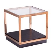 22" Black and Clear Contemporary Cubic Storage End Table