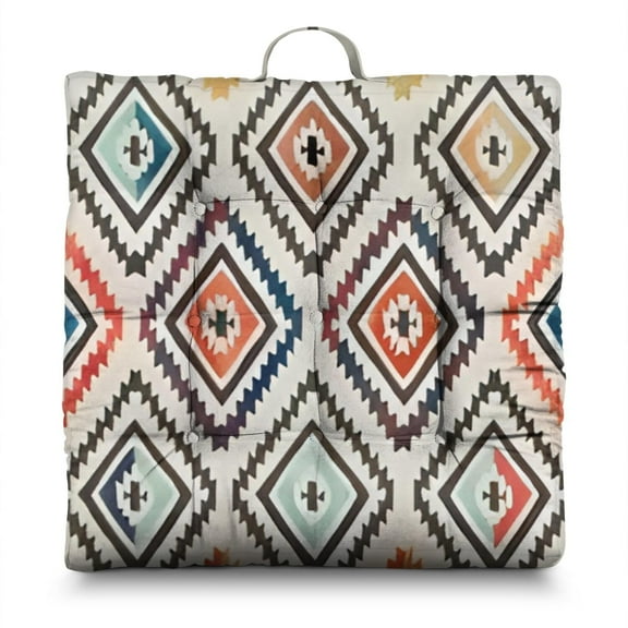 22" Boho Style Dutch Velvet Floor Pillow, Square Meditation Cushion for Adults Yoga