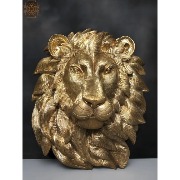 Brass Lion Face Wall Hanging | Home Decor – Natural Brass